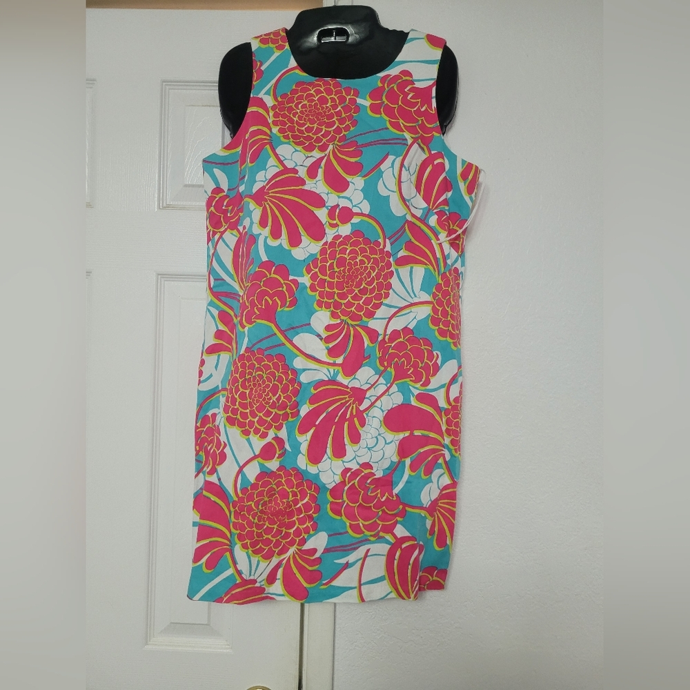 Floral Vintage 70s Dress in Pink and Blue